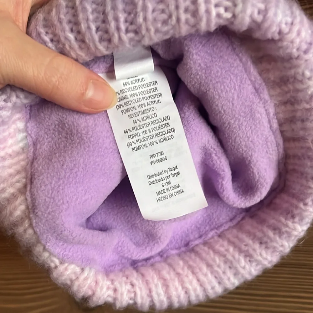 3-PC Baby Girls 2 Winter Beanies and Mittens Size 6-12m
